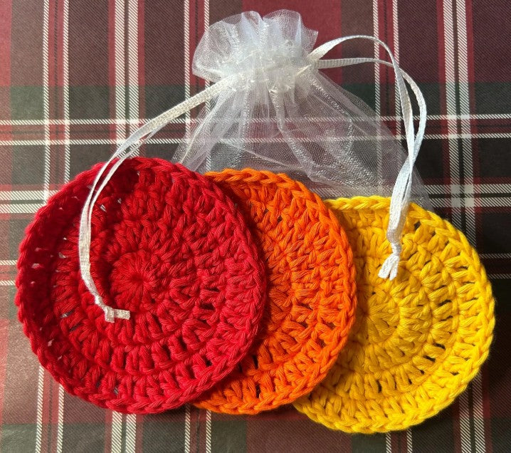 Crochet Cotton Face Scrubbies - Sunset colours